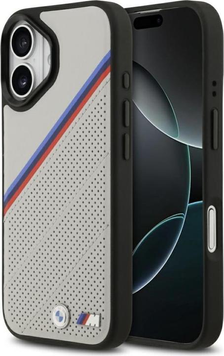 Produktbild BMW Etui M Tricolor Metal Logo MagSafe do iPhone 17 szary (Apple iPhone 17)