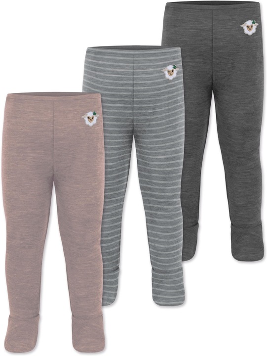 Immagine prodotto Normani Confezione da 3 pantaloni baby merino con piedini - 9543 (56)