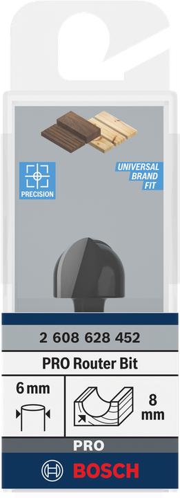 Produktbild Bosch Professional Zubehör Hohlkehlfräser, 6 mm, R1 8 mm, D 15,9 mm, L 12,3 mm, G 45 mm