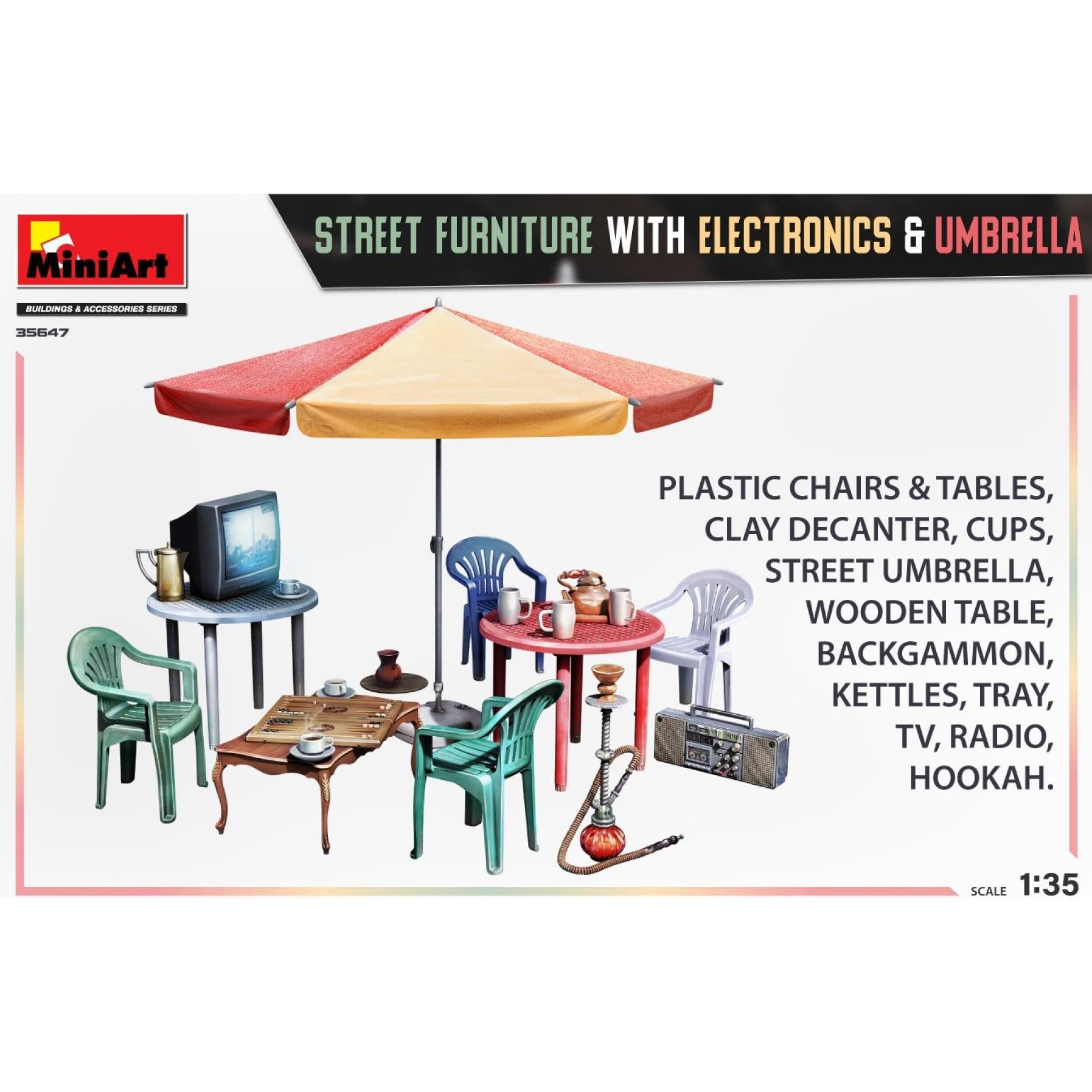 Mini art Street Furniture With Electronics & Umbrella