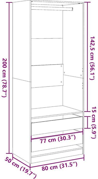 Produktbild vidaXL Kleiderschrank (80 x 50 x 200 cm)