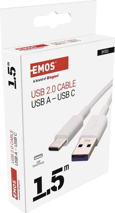 Immagine prodotto Emos Cavo USB 2.0 spina A - spina C 1,5 m, bianco (1.50 m, USB 2.0, 22.50 W)