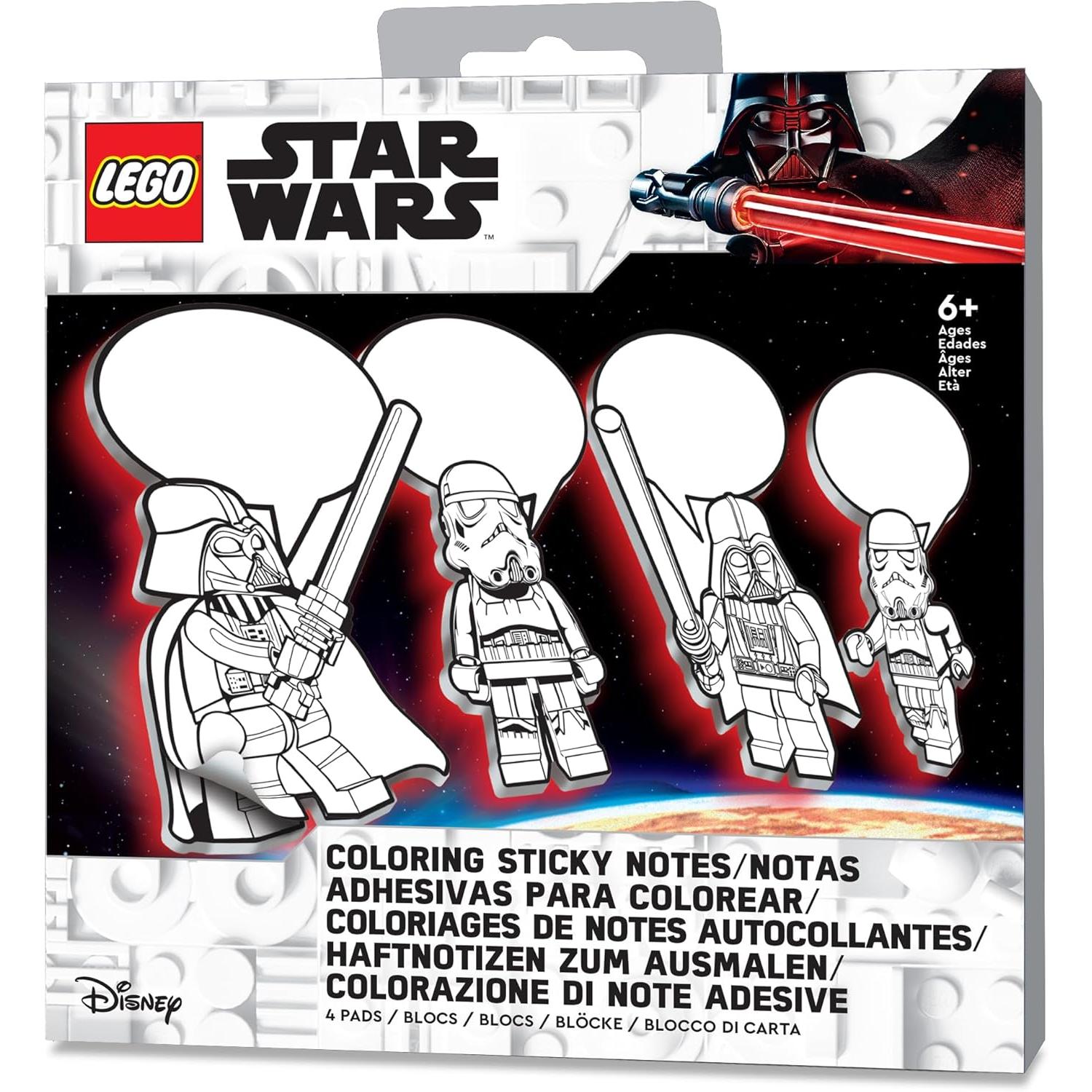 LEGO, Heft + Block, Star Wars Darth Vader Haftnotizblockset zum Ausmalen (7 x 12 cm)