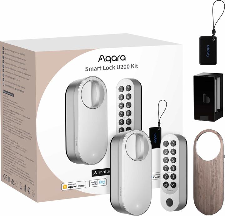 Immagine prodotto Aqara Smart Lock U200 Argento, EL-D02E (Impronta, Combinazione numerica elettronica, Bluetooth, Chiave, Scheda chiave, Smartphone)