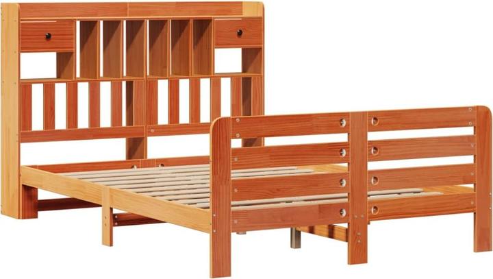 Produktbild vidaXL Massivholzbett Holzbett Bett mit Regal ohne Matratze Weiss 180x200cm (180 x 200 cm)