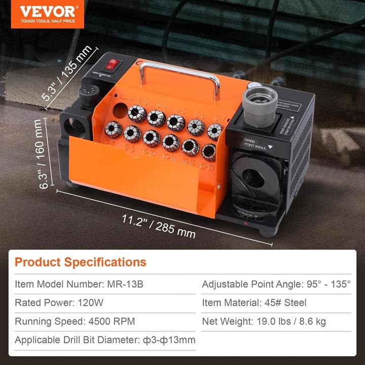 Actual product image Vevor Drill Bit Sharpener