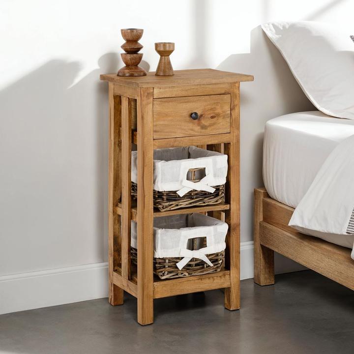 Image du produit IDIMEX Nachttisch TOURNETTE mit Schublade und 2 Körben – Mahagoni