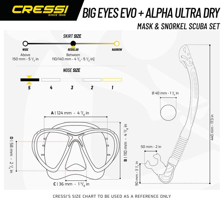 Actual product image Cressi Big Eyes Evolution + Alpha Ultra Dry