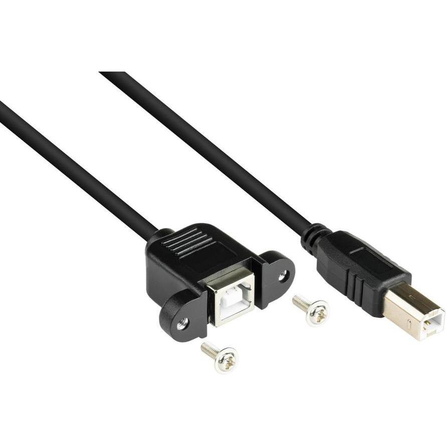 Varia Verlängerung USB 2.0 Stecker B an Einbaubuchse B, CU, schwarz, 1,8m, Cavo USB