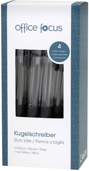 Immagine prodotto Office focus Kugelschreiber Focus 1 mm Mine, Schwarz, 12 (Nero, 12x)