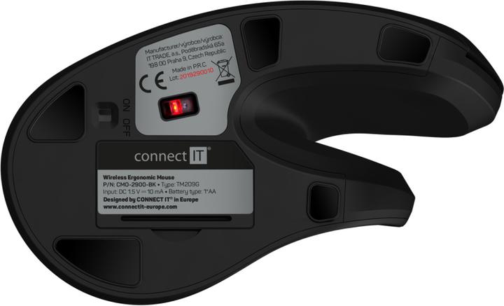 Actual product image Connectit CONNECT IT FOR HEALTH ergonomic vertical mouse (+ 1x free AA battery), wireless, black (Wireless)