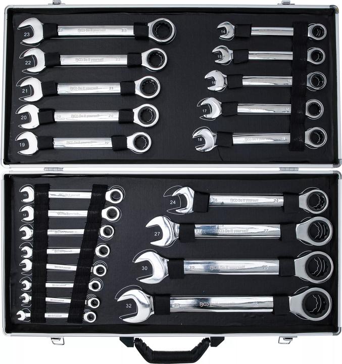 Actual product image BGS Ratchet ring spanner set (32 mm, 19 mm, 6 mm, 12 mm, 24 mm, 14 mm, 22 mm, 16 mm, 23 mm, 10 mm, 21 mm, 18 mm, 27 mm, 7 mm, 17 mm, 11 mm, 15 mm, 30 mm, 8 mm, 9 mm, 13 mm, 20 mm)