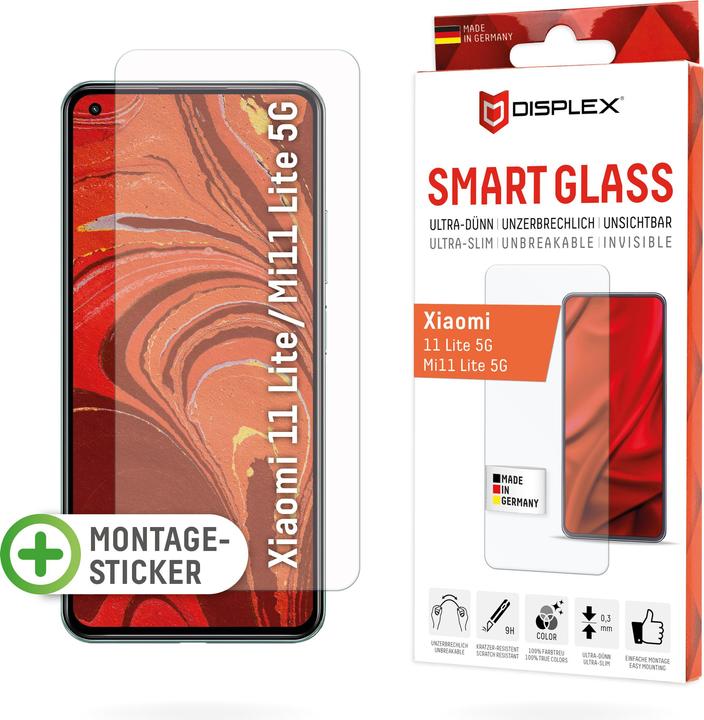 Produktbild Displex Smart Glass, Displayschutzfolie (1 Stück, Xiaomi Mi 11 Lite 5G, Xiaomi 11 Lite 5G NE)