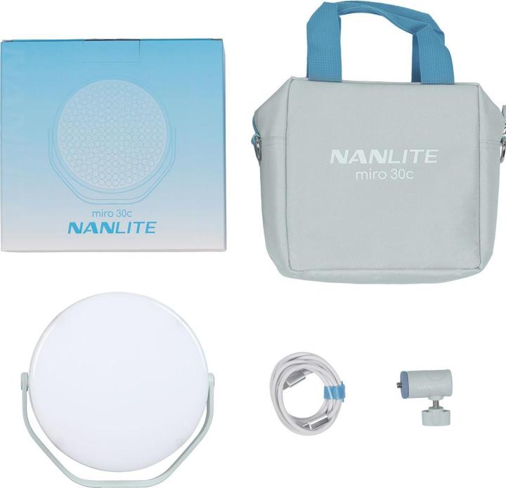 Actual product image Nanlite Miro 30C LED Full-Colour Round Panel Light (Mint Blue)