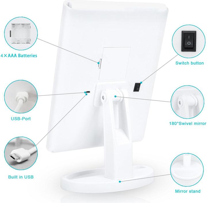 Actual product image Intirilife Make-up mirror with LED