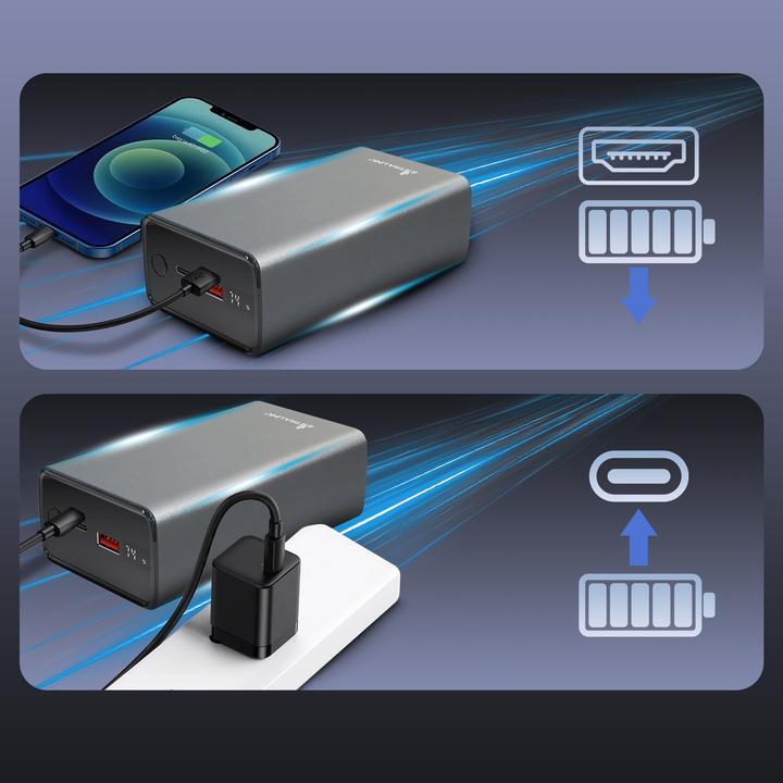 Actual product image Extralink EPB-127 30000mAh Srebrny | Powerbank | Power bank, 65W PD, USB-C (30000 mAh, 65 W, 111 Wh)