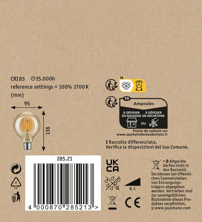Actual product image Paulmann 1879 Filament Globe (E27, 6 W, 450 lm, 1 x)