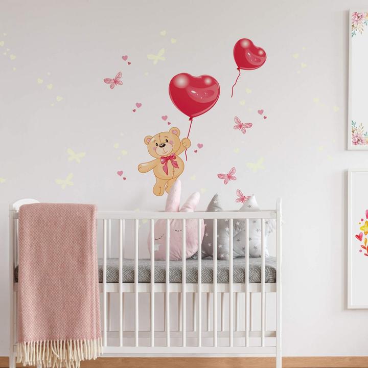 Actual product image Trenddeko Bear with balloons + glow stickers (30 x 40 cm)