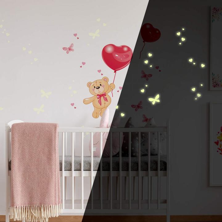 Actual product image Trenddeko Bear with balloons + glow stickers (30 x 40 cm)