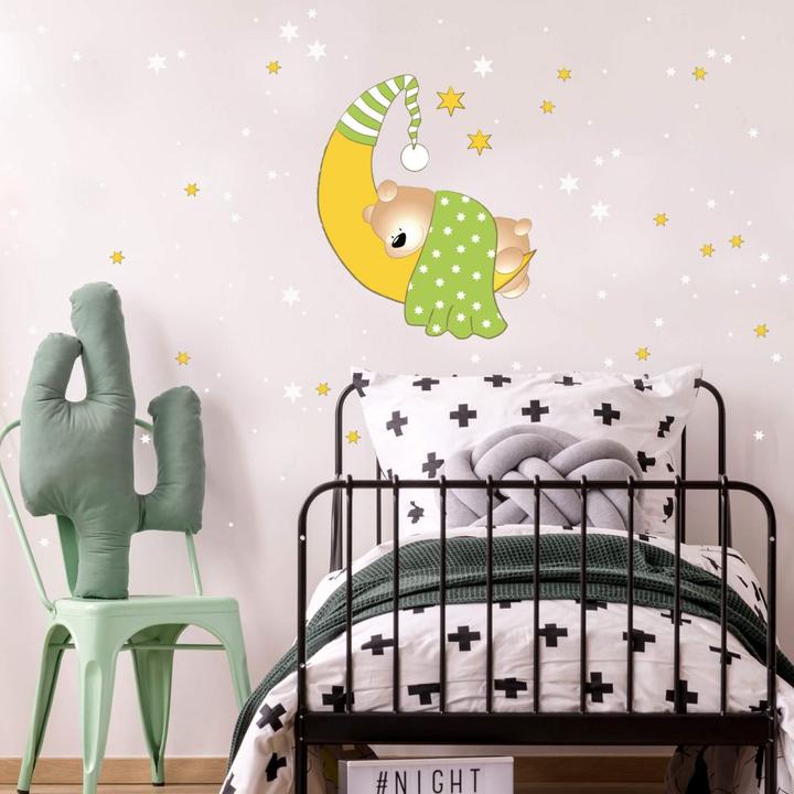 Produktbild Trenddeko Bärchen, Mond und Sterne + Leuchtsterne (40 x 40 cm)