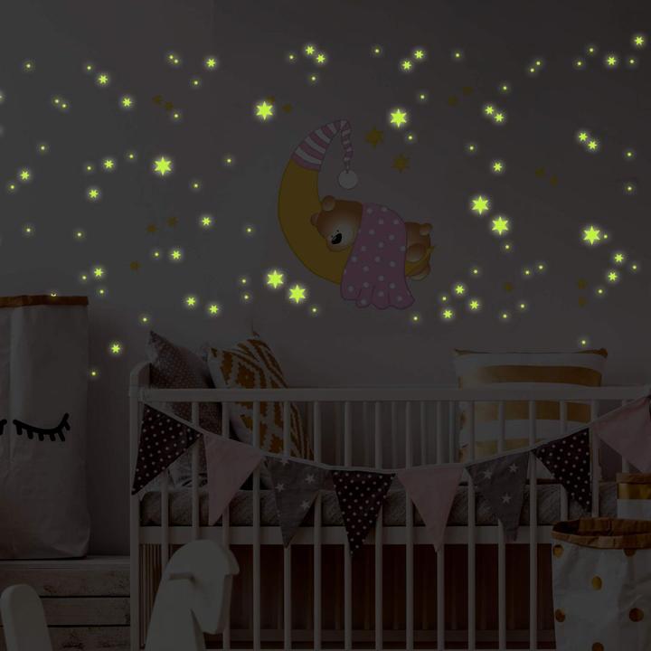 Image du produit Trenddeko Ours, lune et étoiles + étoiles lumineuses (40 x 40 cm)