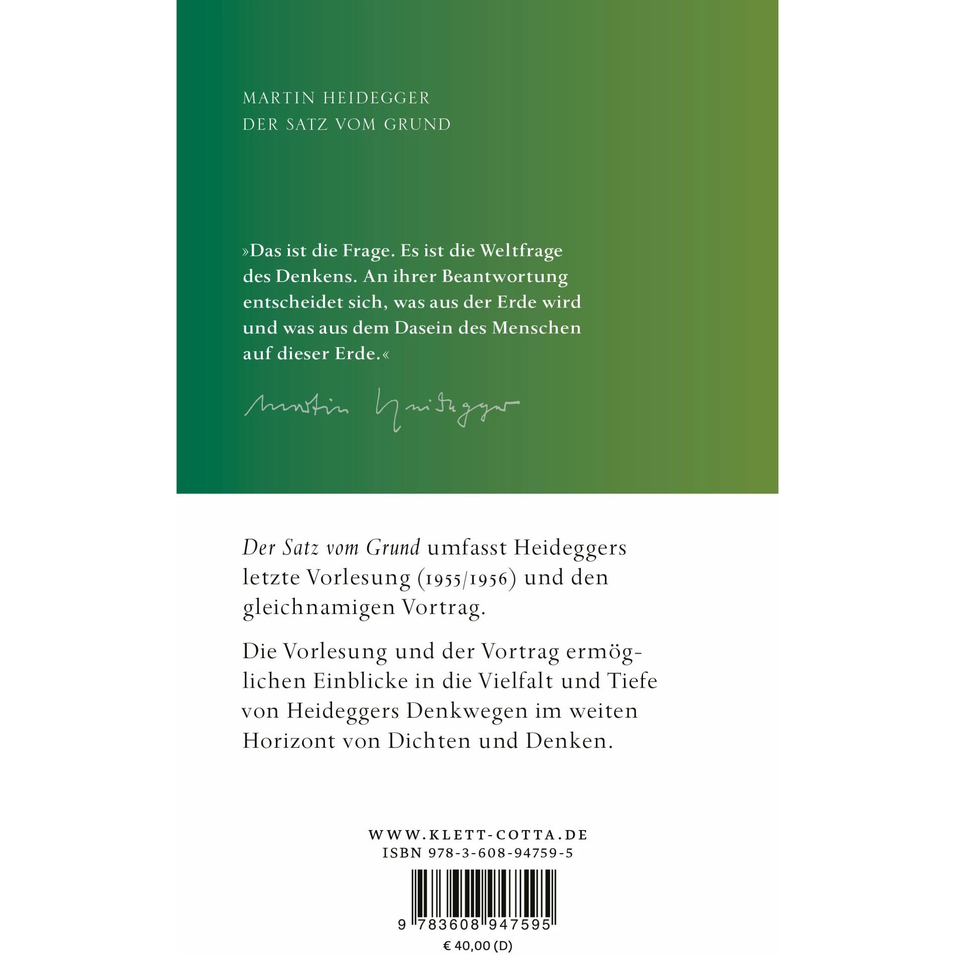 Thumbnail - Der Satz vom Grund, Fachbücher von Martin Heidegger