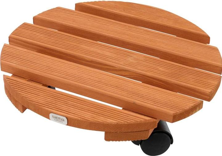 Siena Garden Holz-Pflanzenroller rund braun Ø 38 cm outdoor