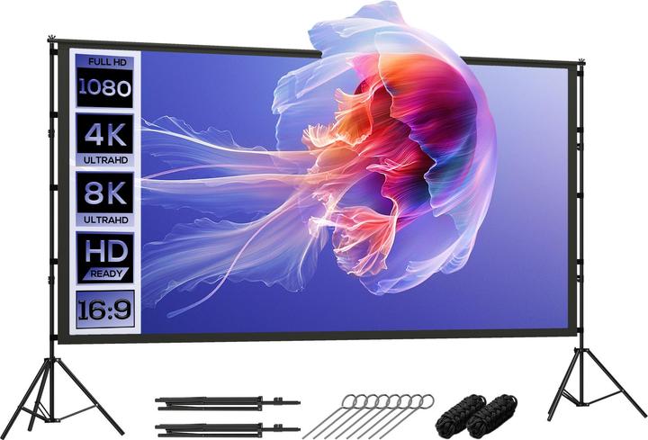 Homcom Projektor-Leinwand Polyester, Aluminium Schwarz (120", 16:9)