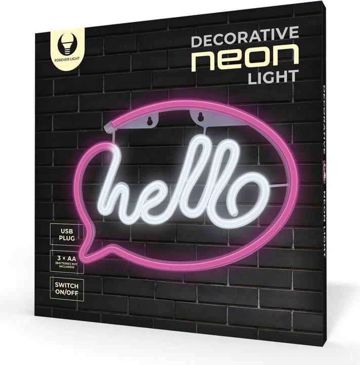 Actual product image Forever Light Neon LED Light HELLO pink white Bat + USB FLNE15 (76 lm)
