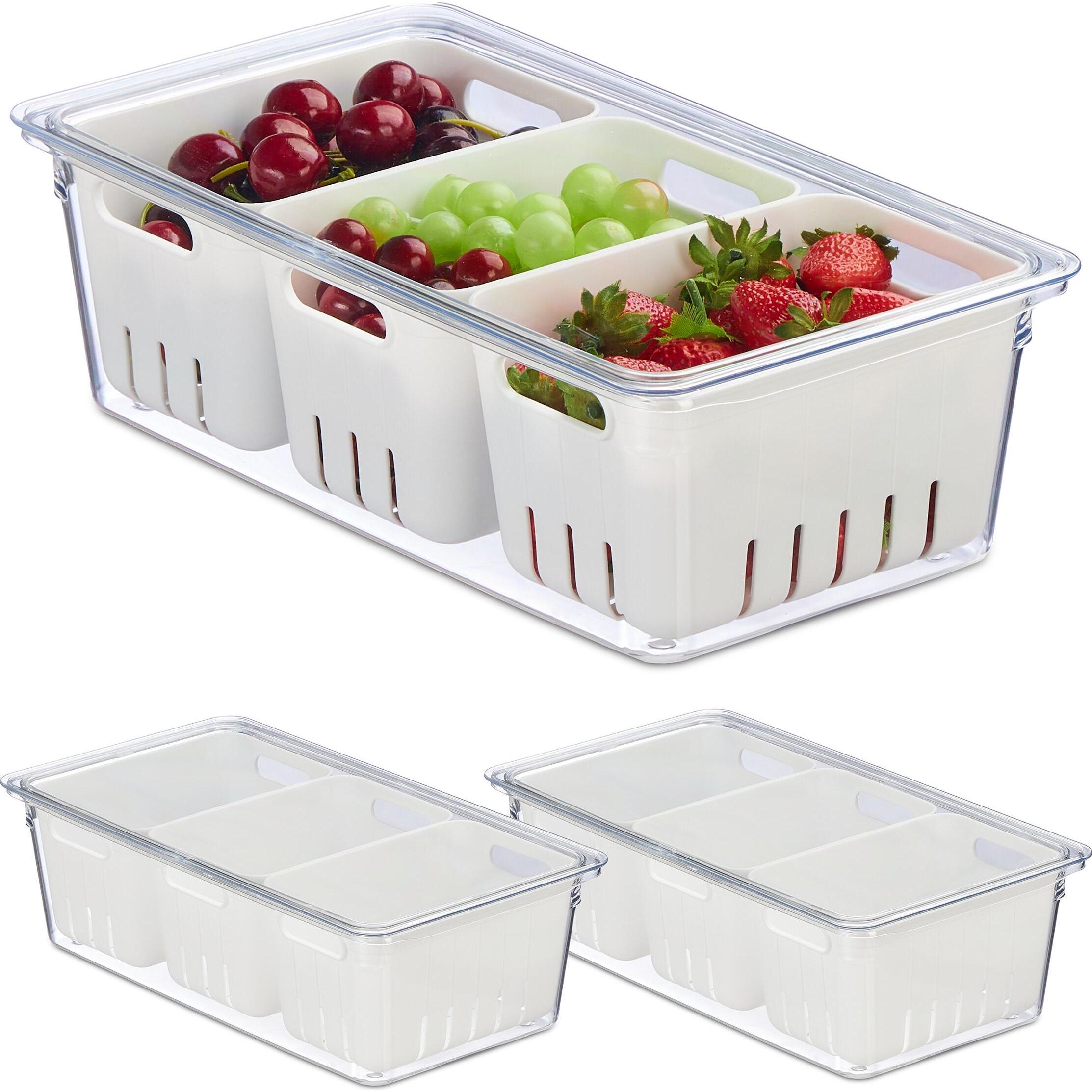 Relaxdays Kühlschrank Organizer, Küchen Organizer, Transparent