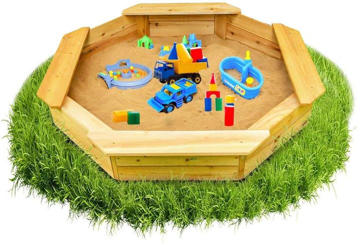 Coemo 6-eckiger Sandkasten Sally Holz Braun