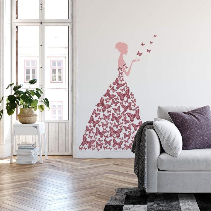 Produktbild Trenddeko Lady with butterflies - mauve (79 x 120 cm)