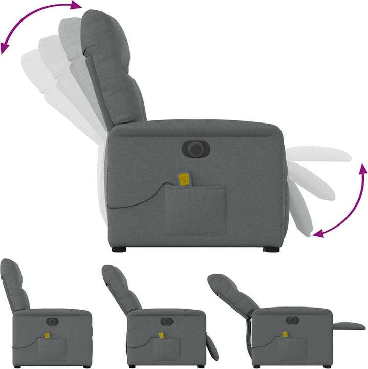 Immagine prodotto vidaXL Poltrona massaggiante elettrica con ausilio per la posizione eretta in tessuto grigio scuro