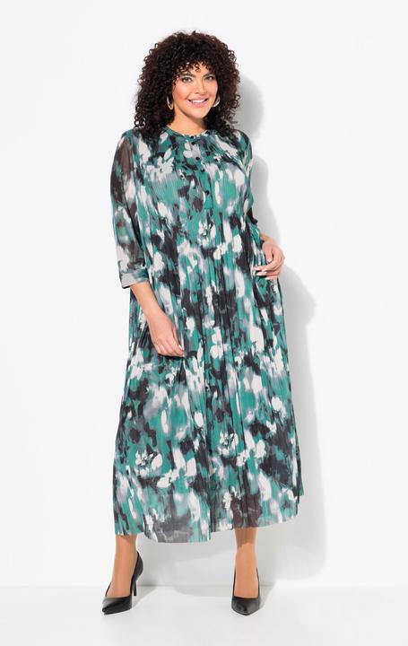 Image du produit Ulla Popken Robe maxi en mesh, plis fantaisie, décolleté rond et manches 3/4 (52)