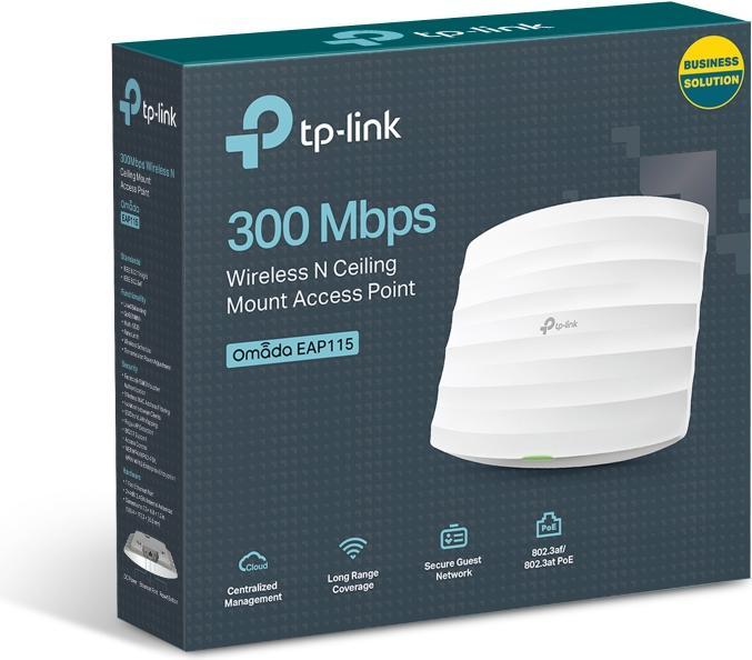 Actual product image TP-Link EAP115 wireless access point 300 Mbit/s White Power over Ethernet (PoE)