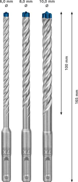 Produktbild Bosch Professional Zubehör EXPERT SDS plus-7X Hammerbohrer-Set, 6/8/10 mm, 3-tlg. (Ø 8.0 mm, 6.0 mm, 10.0 mm)