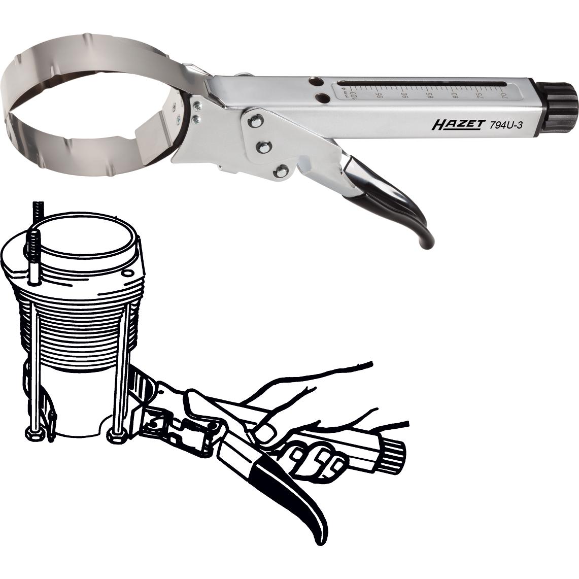 Thumbnail - HAZET, Zange, Kolbenring-Spannzange 794U-3 ∙ 70 - 100 (332 mm)