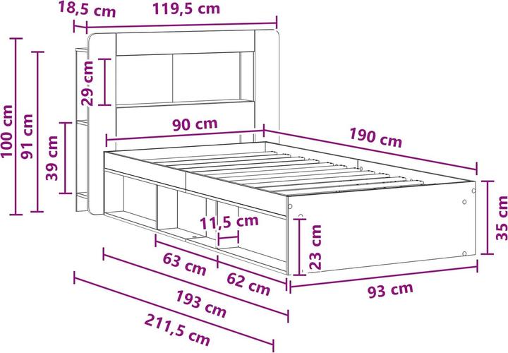 Image du produit vidaXL Bettrahmen (90 x 190 cm)
