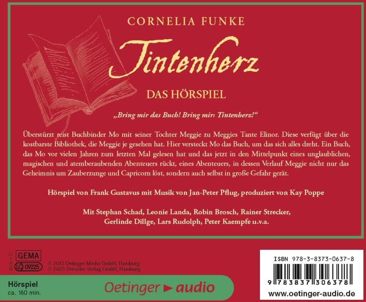 Produktbild Tintenherz-Hörspiel (Frank Gustavus, Kai Henrik Möller, Gerlinde Dillge, Frank Jordan, Kay Poppe, Deutsch)