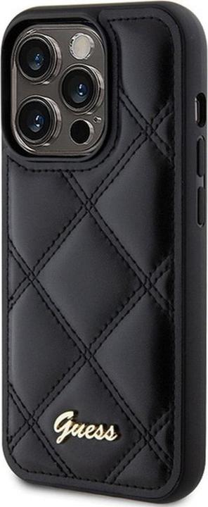 Actual product image Guess GUHCP15XPSQSQSK iPhone 15 Pro Max 6.7" czarny/black hardcase Quilted Metal Logo (Apple iPhone 15 Pro Max)