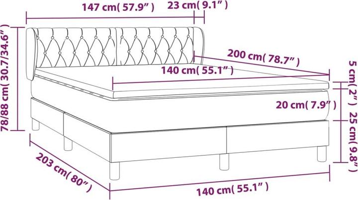 Actual product image vidaXL Boxspringbett (140 x 200 cm)