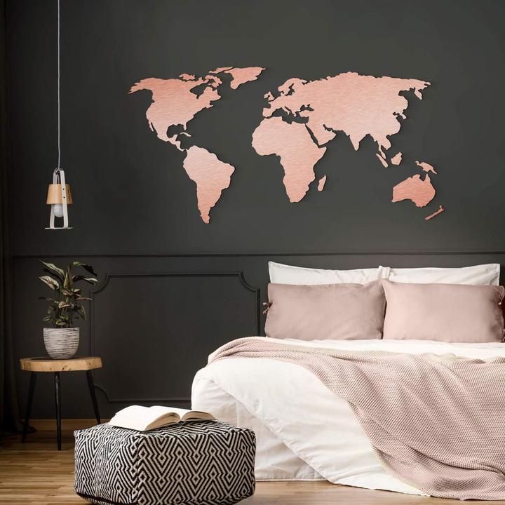 Image du produit Trenddeko Carte du monde 3D de l'effet cuivre