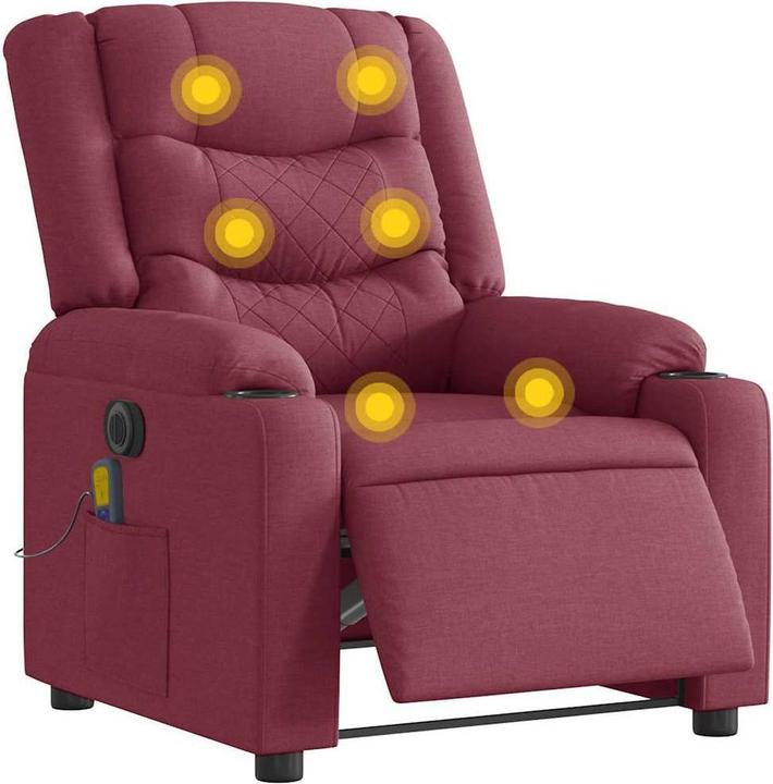 Actual product image VidaXL Massage chair electric wine red fabric