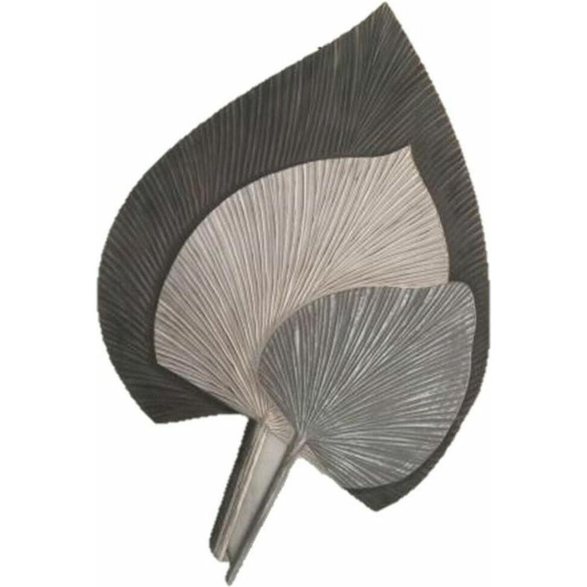 DKD Home Decor, Decorazione murale, Wall Decoration Grey MDF Wood Leaf of a plant (59 x 2 x 91 cm)