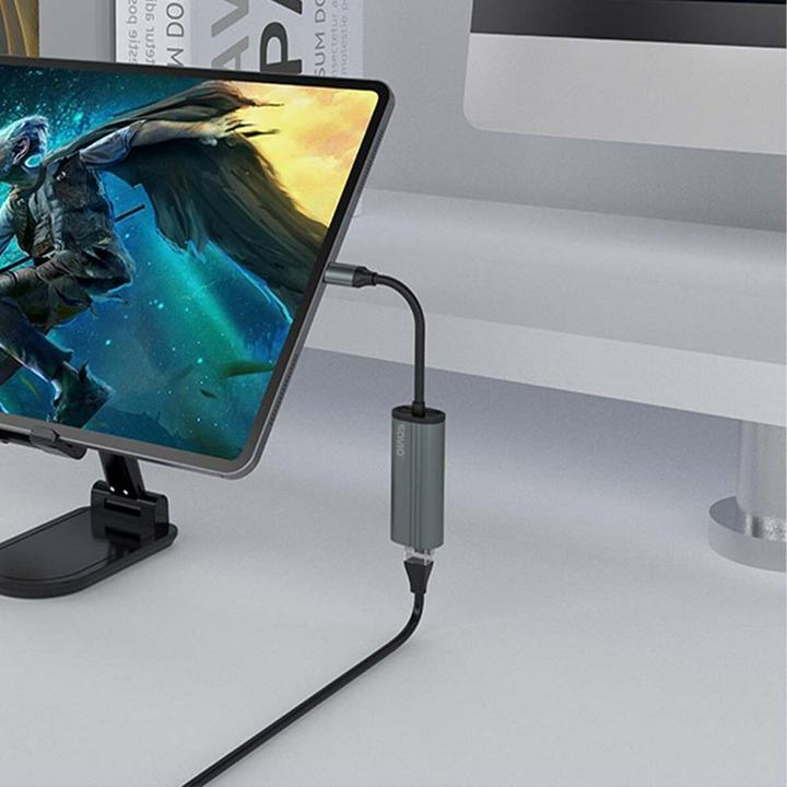 Actual product image Savio Adapter USB-C 3.1 Gen.1 M to RJ-45 Gigabit Ethernet F 1000 Mbps AK-56 grey (USB-C)