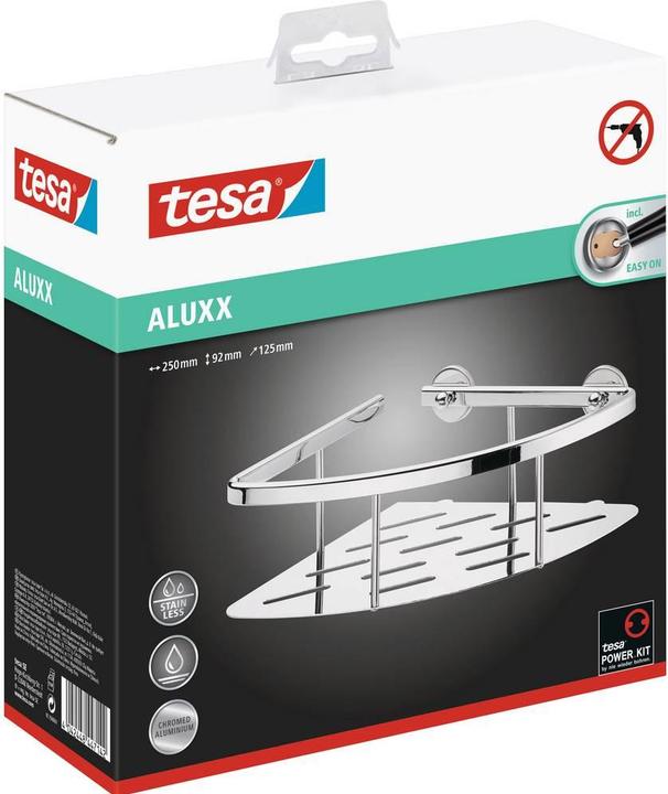 Produktbild tesa ALUXX Duschablage inkl. Klebelösung ohne Bohren (25 x 12.50 x 9.20 cm)