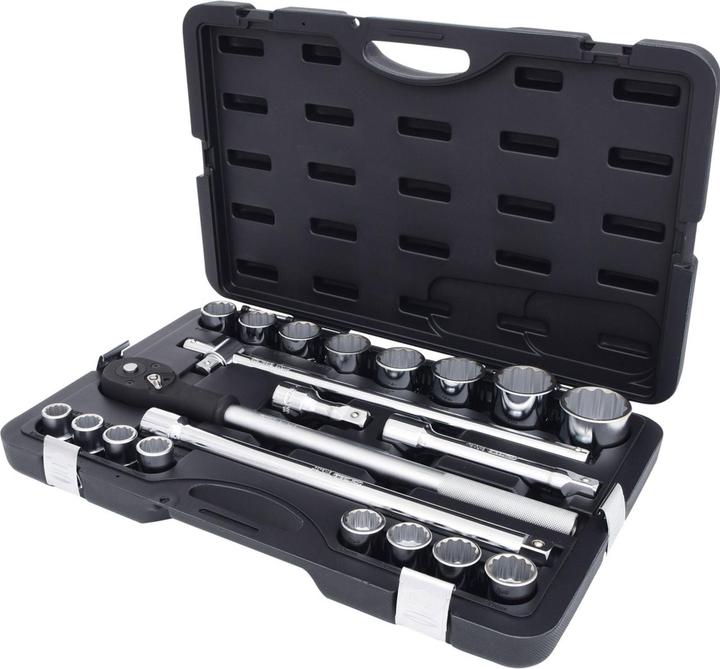 Actual product image KS Tools 1/4" socket set, 21 parts, external hexagonal, satin chrome plated (50 mm, 36 mm, 20 mm, 19 mm, 27 mm, 41 mm, 25 mm, 45 mm, 46 mm, 21 mm, 37 mm, 33 mm, 29 mm, 47 mm, 34 mm, 30 mm, 23 mm, 43 mm, 26 mm, 22 mm, 40 mm, 28 mm, 42 mm, 48 mm, 38 mm, 39 mm, 32 mm, 44 mm, 35 mm, 24 mm, 31 mm, 49 mm)