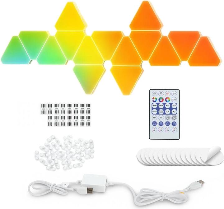 Produktbild Hermex 15er Set LED RGBIC Dreieck-Lichtpaneele Leuchtplatten Wandleuchte