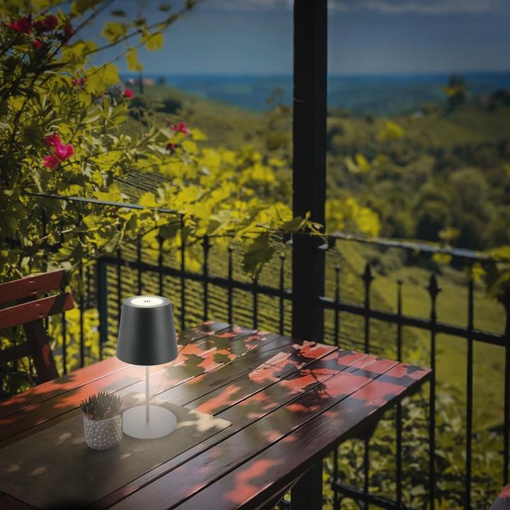 Produktbild B.K.Licht LED Akku Tischleuchte, IP44, 2,5W, anthrazit (200 lm)