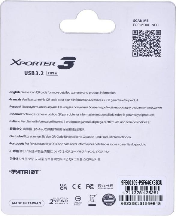 Immagine prodotto Patriot USB 64GB Xporter GEN 1 3.2 PAT (64 GB, USB-A)